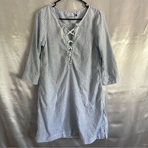 Escales Paris Linen Dress Striped Women's size S